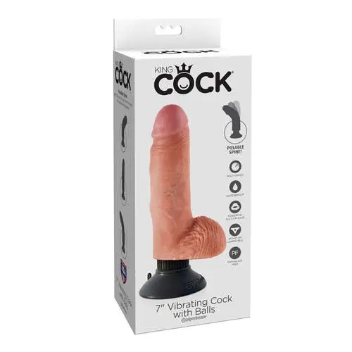 King Cock - 7-in Vibrating Realistic Cock With Balls