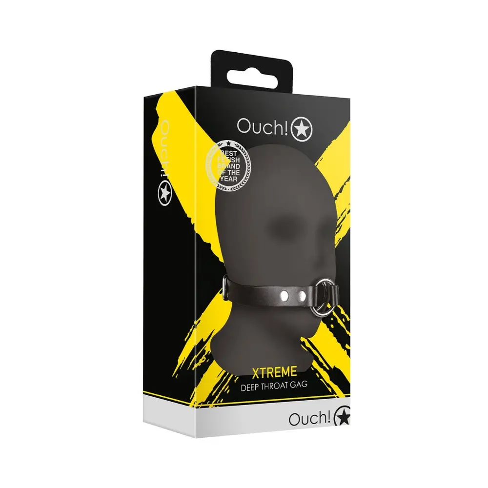 Ouch Xtreme - Adjustable Deep Throat Leather Gag Black