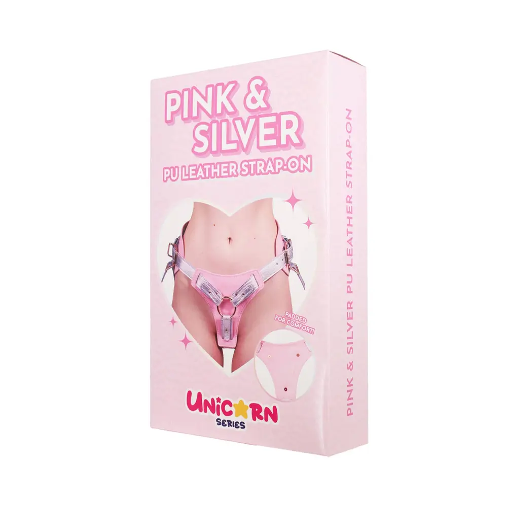 Unicorn Series - Pink and Silver PU Leather Strap-On Harness