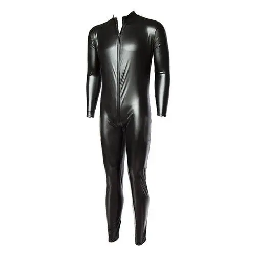 Black Dragon - Wet Look Suit Bondage Costume for Men Medium