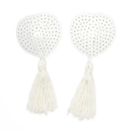Black Dragon - Nipple Pasties Sticker with Tassel White