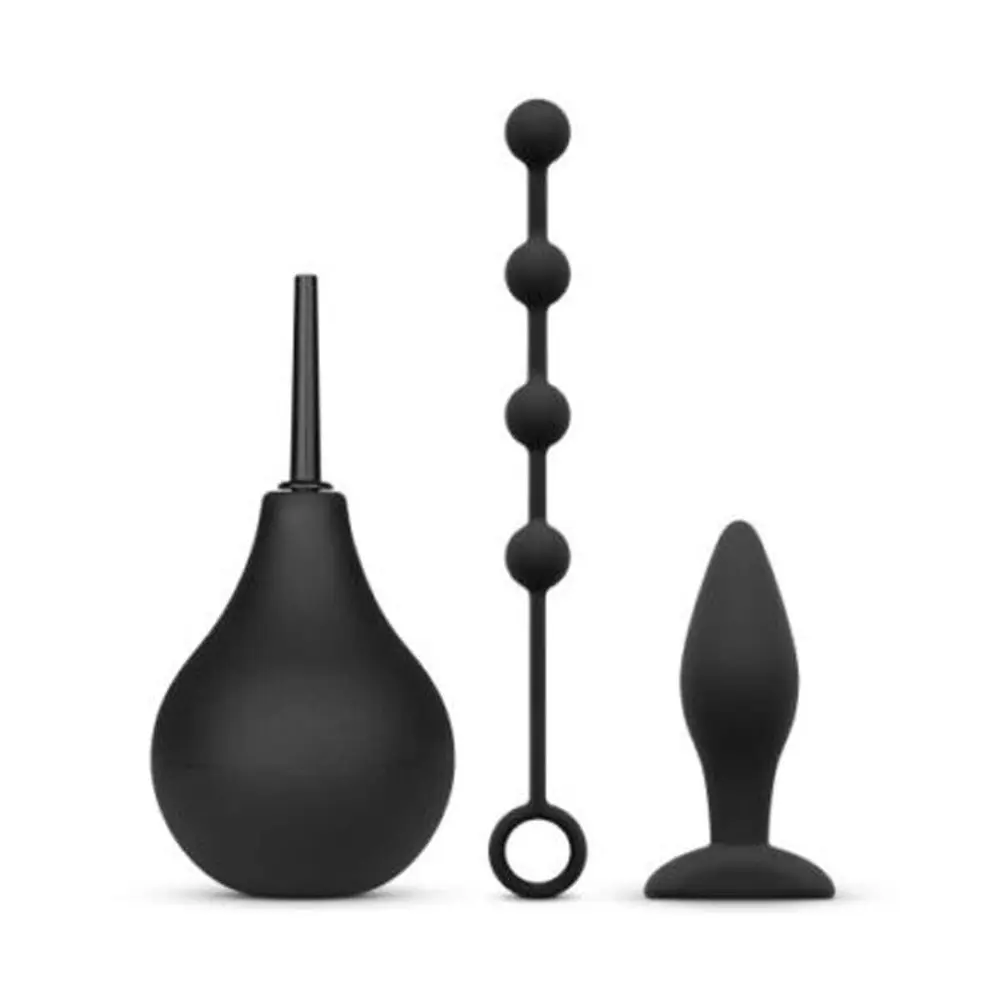 Nexus - Beginner Anal Kit Black with Anal Douche, Anal Beads and Butt Plug