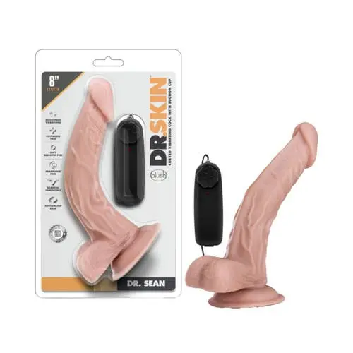 Dr Skin - Dr Sean 8-inch Vibrating Cock with Suction Cup Harness Compatible Realistic Dildo Vanilla