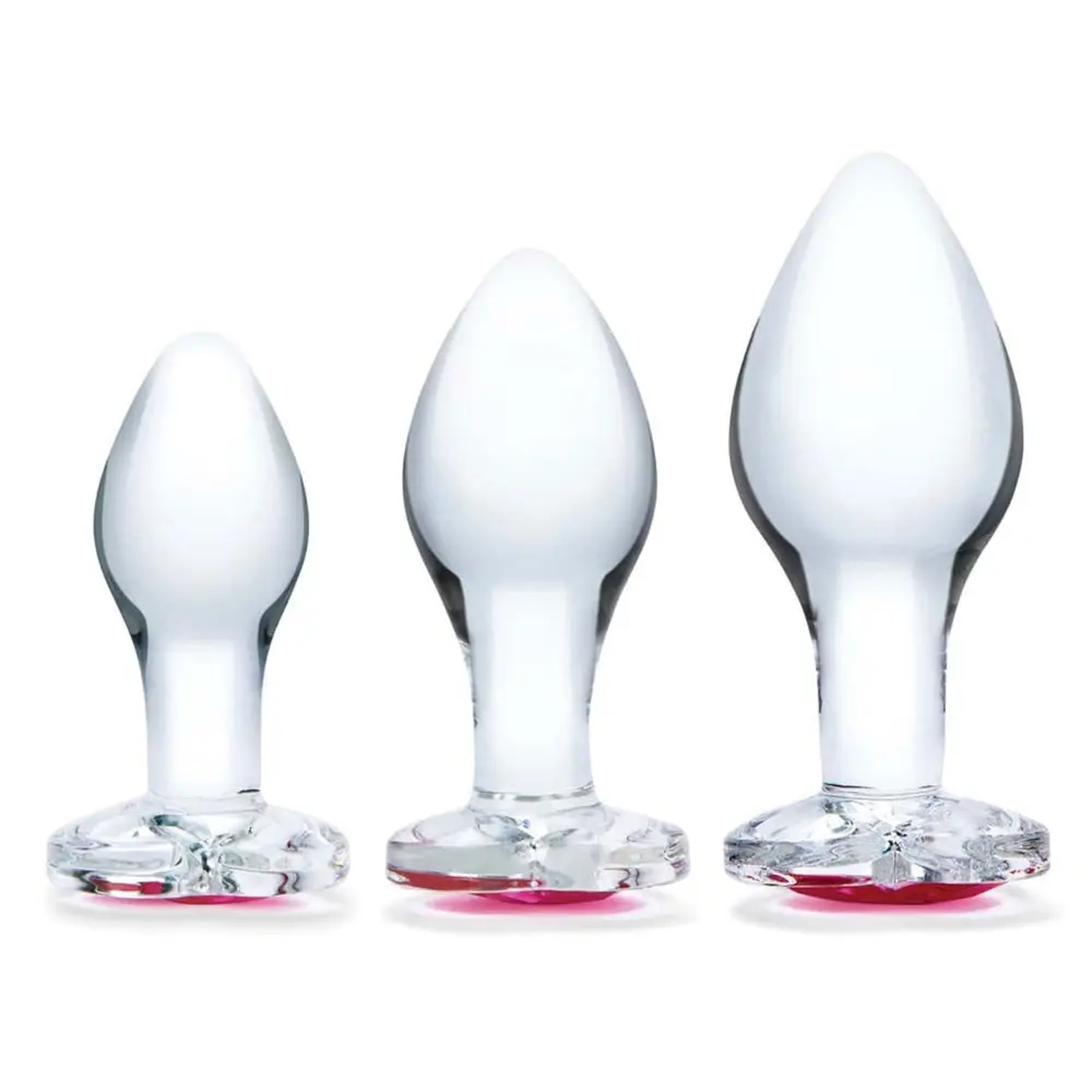 Glas - 3-Piece Heart Jewel Glass Anal Training Kit