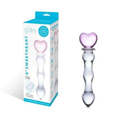 Glas - 8" Sweetheart Glass Dildo (Pink/Clear)