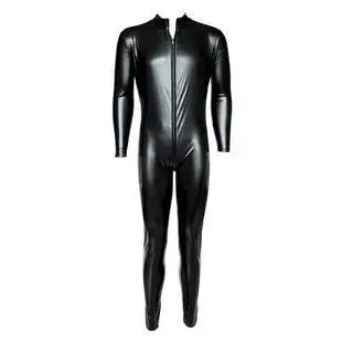 Black Dragon - Wet Look Suit Bondage Costume for Men Small