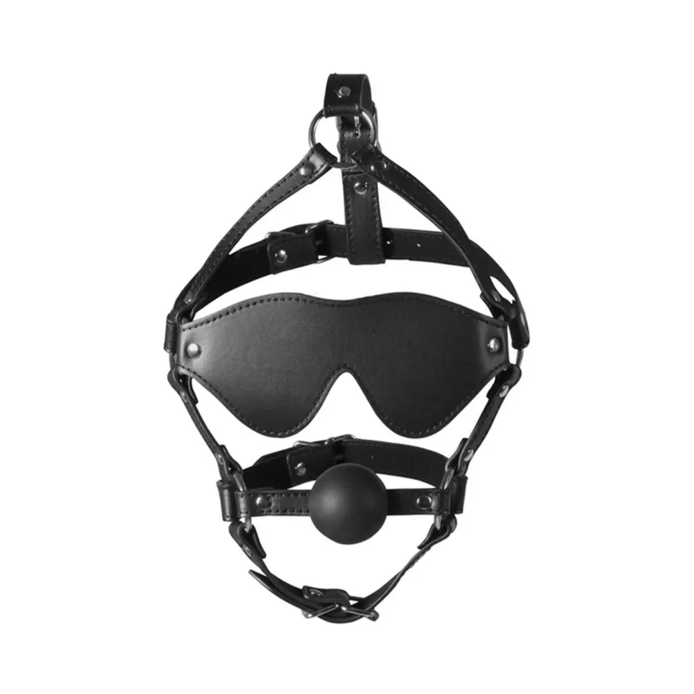 Ouch Xtreme - Blindfolded Head Harness with Solid Ball Gag
