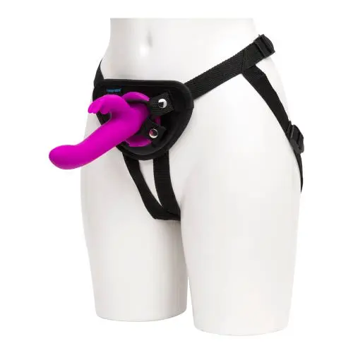 Happy Rabbit - Rechargeable Vibrating Strap On Harness Set Purple