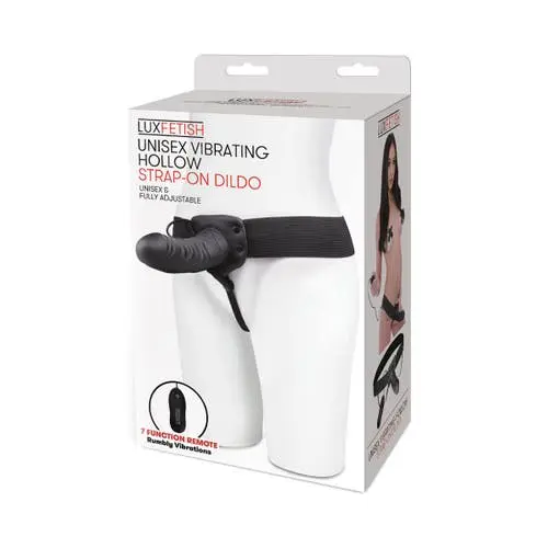 Lux Fetish - Unisex Vibrating Adjustable Hollow Strap-On Dildo with Remote Control