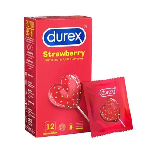 Durex - Strawberry with Dots and Flavor Condoms Box of 12