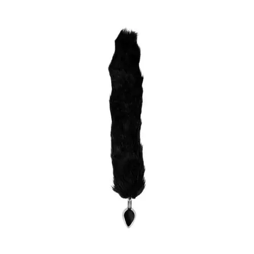Ouch - Light-up Fox Tail with Metal Butt Plug Black