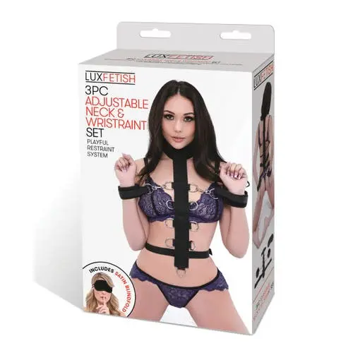 Lux Fetish - 3 pc Adjustable Neck and Wristraint Set