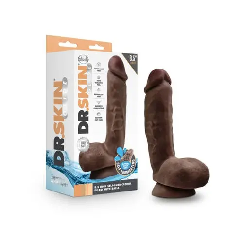 Dr. Skin - Glide 8.5" Self Lubricating Suction Cup Dildo with Balls (Chocolate)
