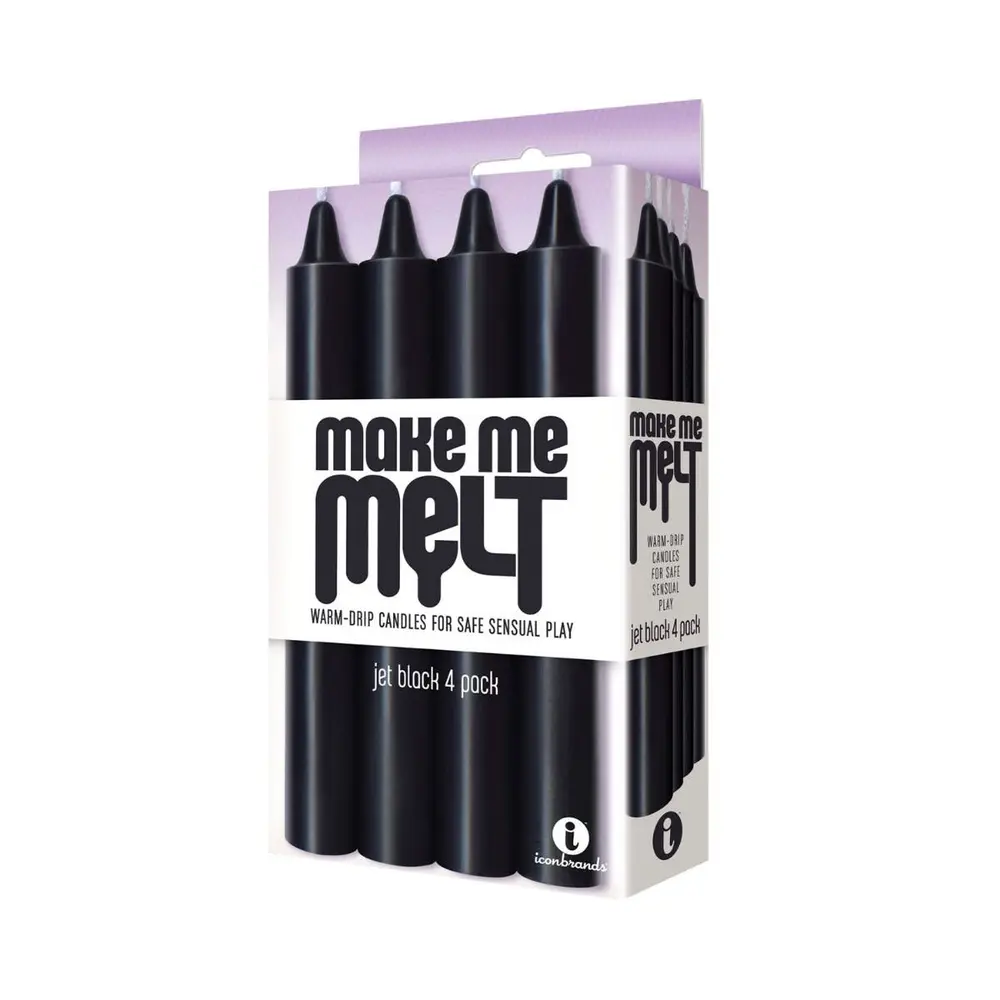 Icon Brands - The 9s Make Me Melt Sensual Warm Drip Candles Jet Black Pack of 4