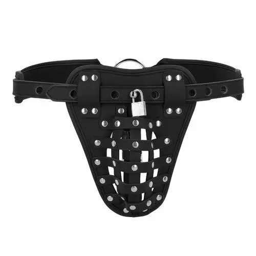 Ouch Xtreme - PU Leather Chastity Jock Male Fetishwear Black