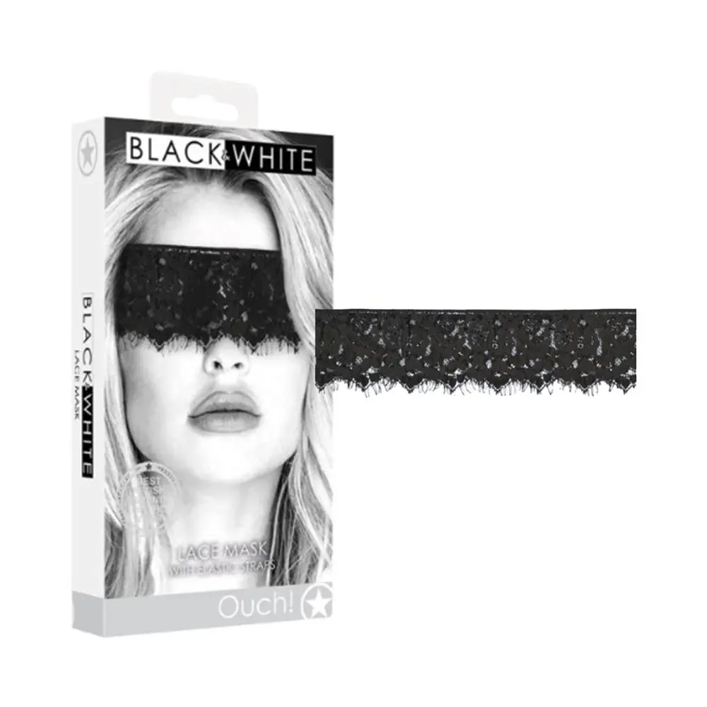 Ouch Black and White - Lace Mask With Elastic Straps Black
