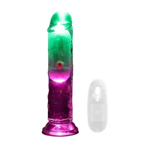 RealRock - LED Vibrating Straight 6-inch Dildo with Remote