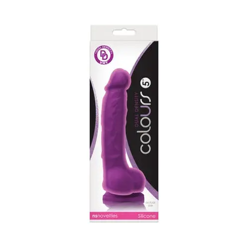 Colours - Dual Density 5-inch Dildo with Balls Purple