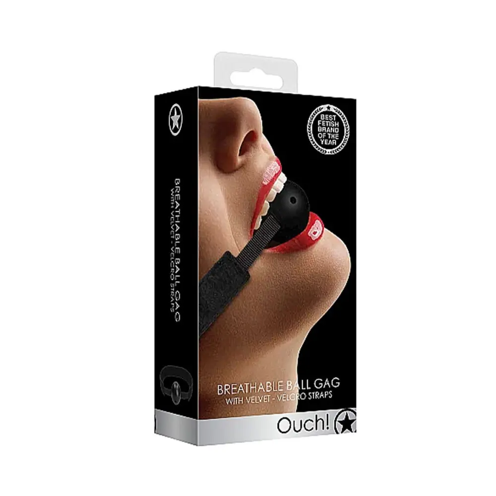 Ouch - Adjustable Breathable Gag with Velvet Velcro Straps Black
