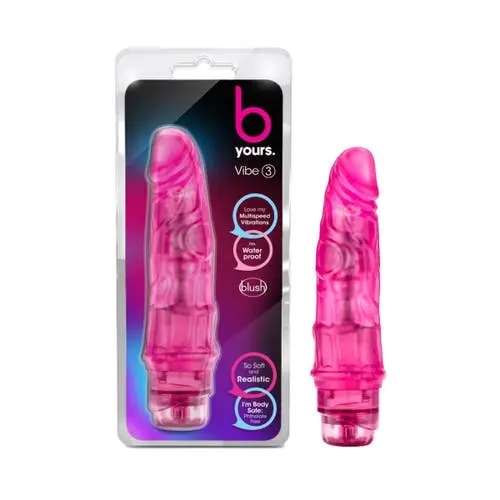 B Yours - 7.75-inch Vibrating Cock Dildo Vibe #3 Pink