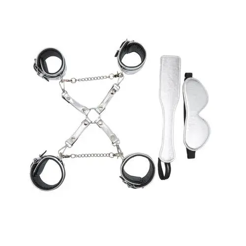 SM Club - Hog Tie Restraint Silver Hand and Ankle Cuff Set
