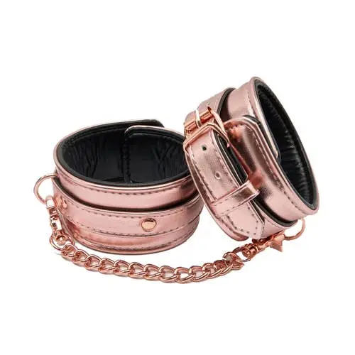 SM Club - Adjustable Restraint Handcuffs with Chain Rose Gold