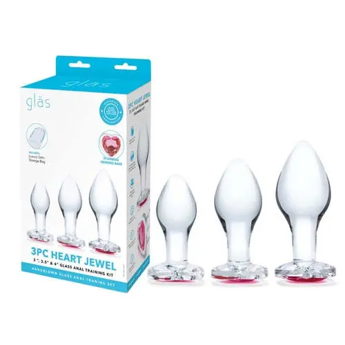 Glas - 3-Piece Heart Jewel Glass Anal Training Kit