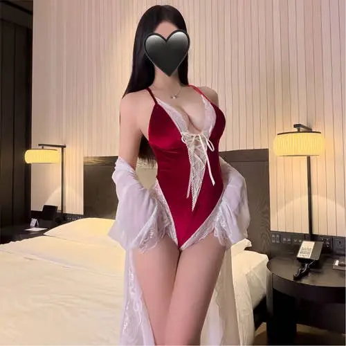 Fee Et Moi - Velvet Lace Teddy Bodysuit with Sheer Robe Burgundy One Size