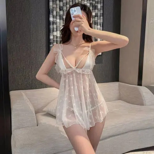 Fee Et Moi - Pearl Charm Sheer Babydoll White One Size