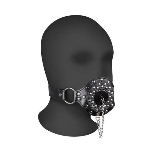 Ouch Xtreme - Black Adjustable Open Mouth Gag with Plug Stopper