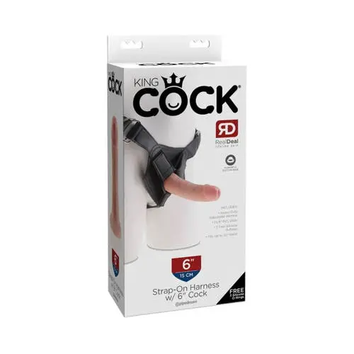 King Cock - Strap on Harness with 6 inches Cock Realistic Dildo Light