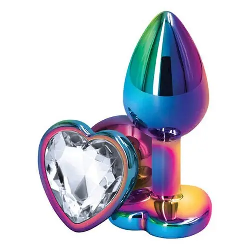 NS Novelties - Rear Assets Multicolor Heart Anal Plug Clear Small