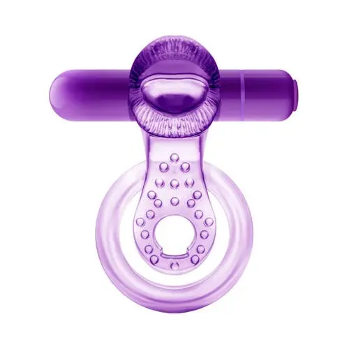 Play With Me - Lick It Double Strap Penis Ring Purple
