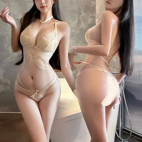 Fee Et Moi - Lace Three Piece Lingerie Set with Waist Chain One Size