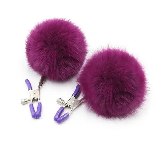 Black Dragon - Noir Pom Nipple Clamps Purple