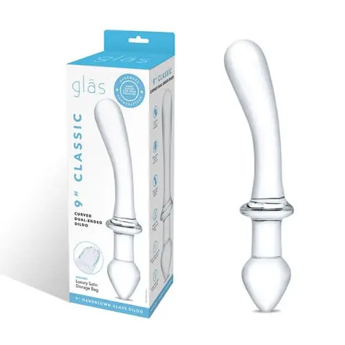 Glas - 9-inch Classic Curved Dual Ended Glass Dildo Clear