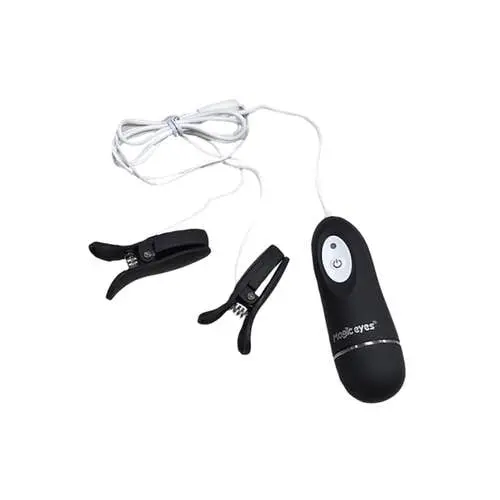 Magic Eyes Japan - Love Pincher Double Rotor Vibrating Nipple Clamps Black