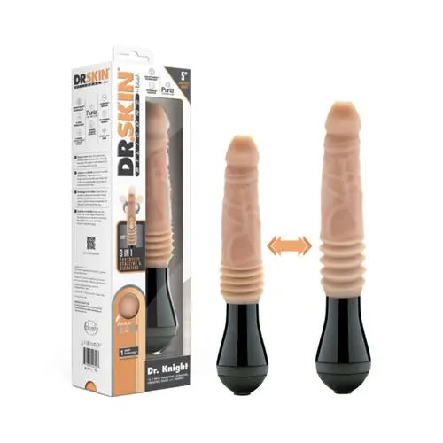 Dr. Skin - Dr. Knight 10.5-inch Thrusting Gyrating Realistic Vibrating Silicone Dildo Beige