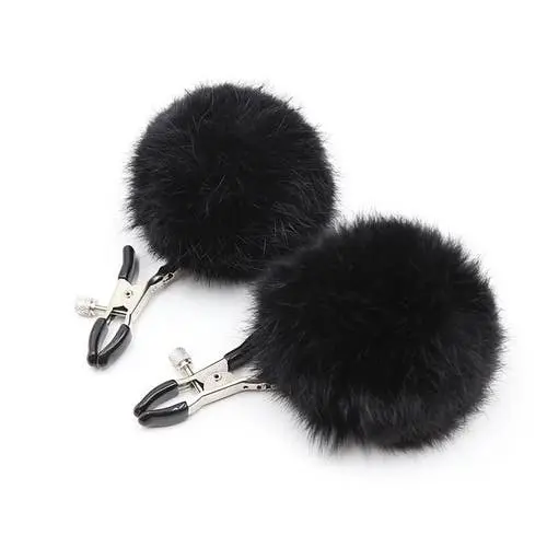 Black Dragon - Noir Pom Nipple Clamps Black