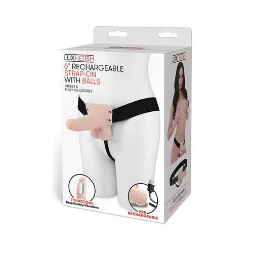 Lux Fetish - 6-inch Rechargeable Strap On Vanilla