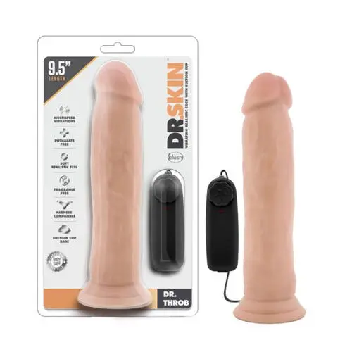 Dr. Skin - Dr. Throb 9.5" Vibrating Realistic Cock with Suction Cup Vanilla
