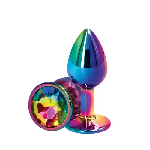 Ns Novelties - Aluminum Butt Plug Multicolor Gem Rainbow Small
