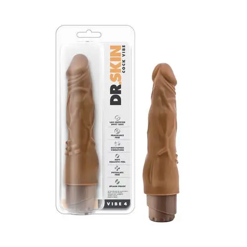 Dr. Skin - Cock Vibe 4 8-inch Vibrating Dildo Mocha