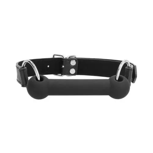 Ouch Black and White - Silicone Bit Gag With Adjustable Bonded Leather Straps