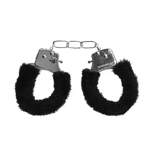 Ouch Black and White - Beginner's Furry Hand Cuffs Black