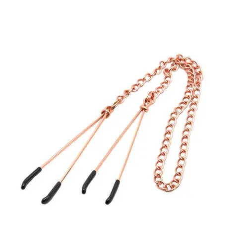 SM Club - Long Adjustable Nipple Clamps with Rose Gold Chain