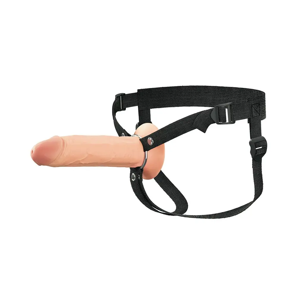 Fantasy X Tensions - Elite 8-inch Hollow Strap-on Dildo with Harness Light