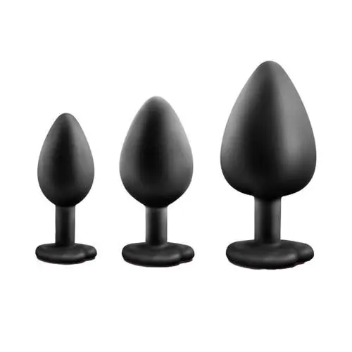 Luxe - Blings Anal Plug Training Kit with Red Gems Black