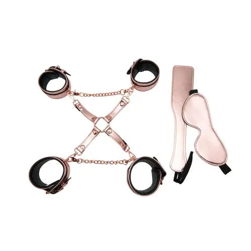 SM Club - Hog Tie Restraint Rose Gold Hand and Ankle Cuff Set