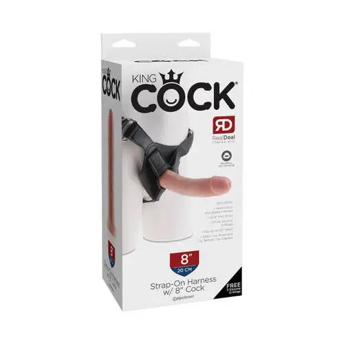 King Cock - 8-inch Realistic Cock With Strap On Harness